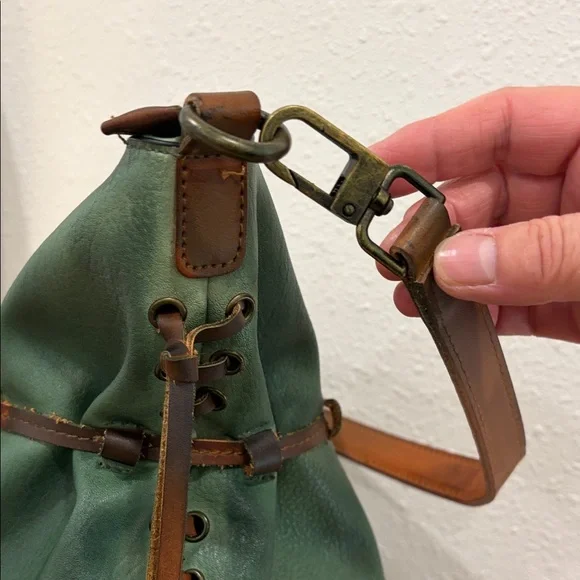 Green Leather Drawstring Bag - Picture 7 of 12